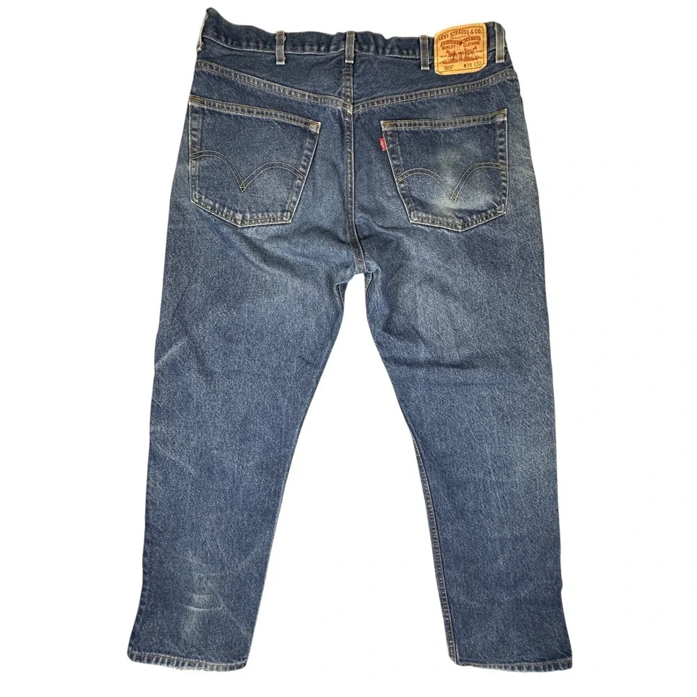 Levis 505 Regular Fit Jeans Mens 38x32 Medium Wash Blue Straight Leg Denim